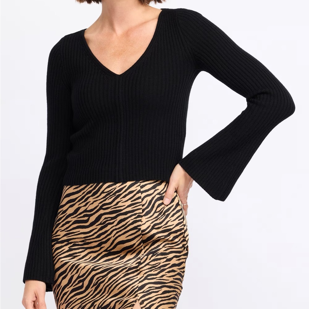 Madewell 100% Merino Wool V-Neck Black Sweater